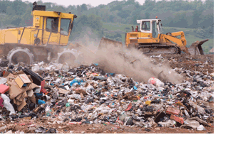 Bulldozers in Landfill