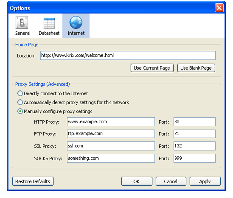 Proxy Configuration Screenshot