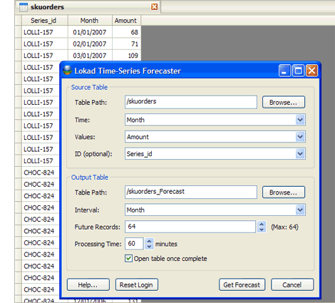 Lokad Forecasting Extension Dialog